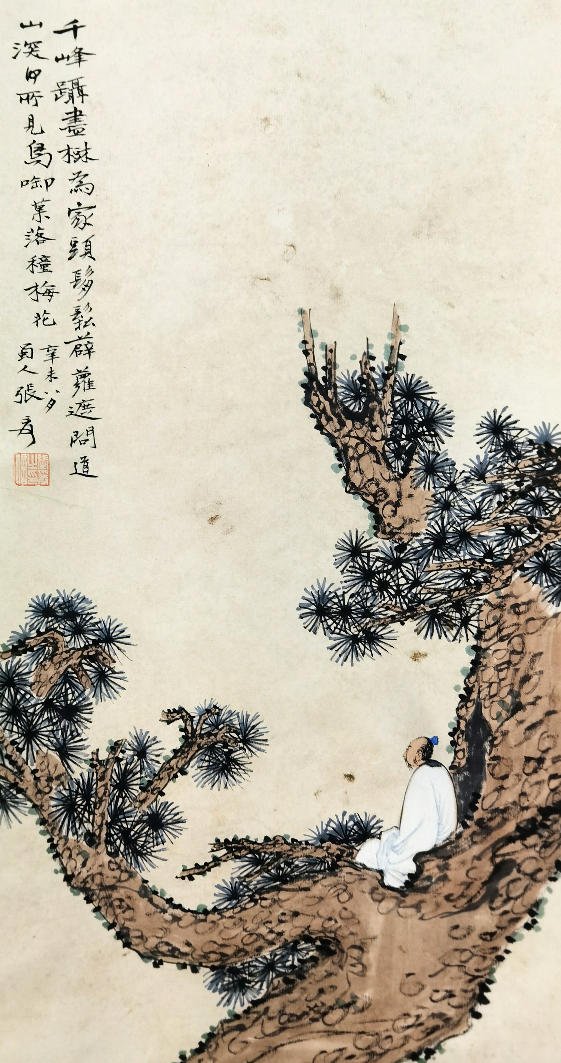 张大千     松树人物
