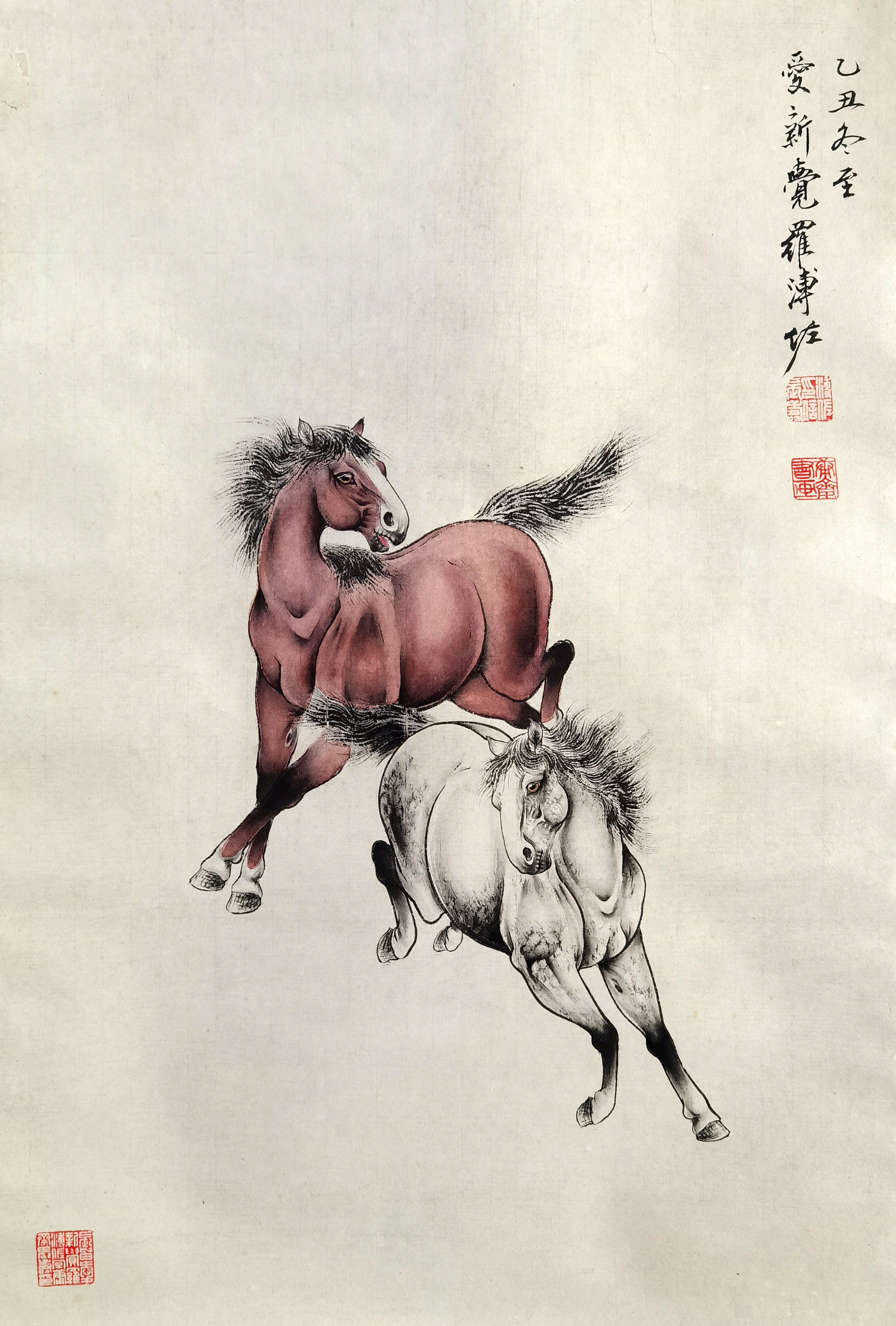 溥佐     双马图