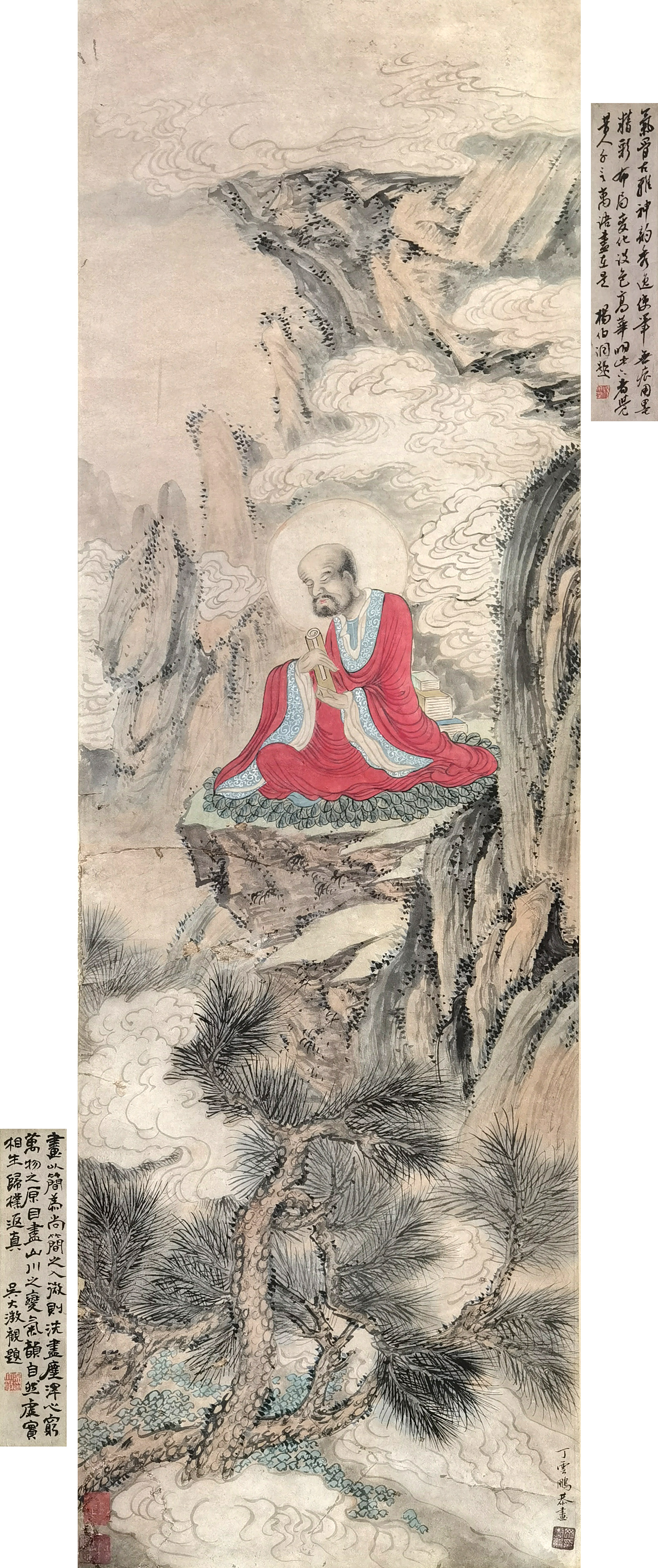 丁云鹏      达摩座禅  附：吴大徵观题、杨伯润鉴赏题跋    LOT 319-395号 资深藏家提供旧藏专场