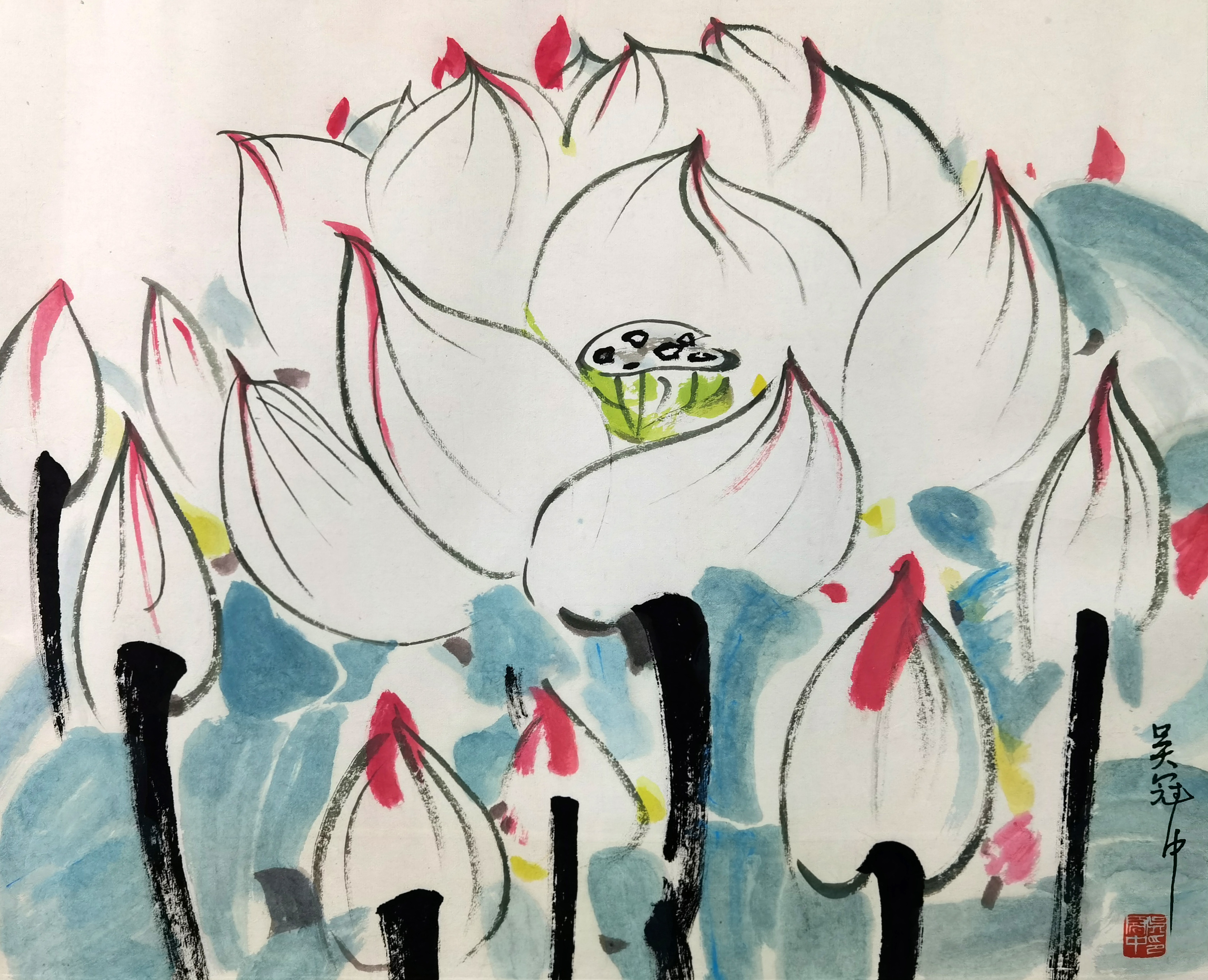 吴冠中     荷花  LOT 319-395号 资深藏家提供旧藏专场