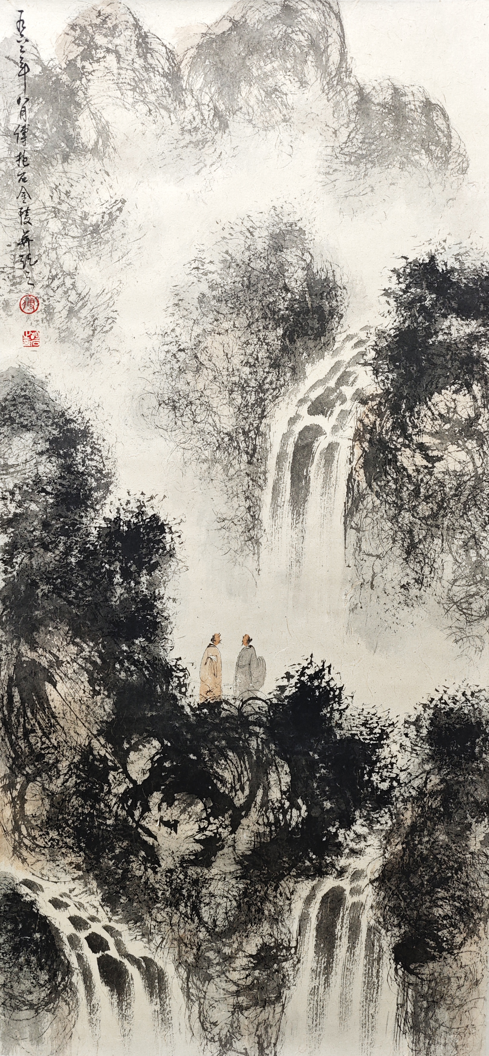 傅抱石     观瀑图