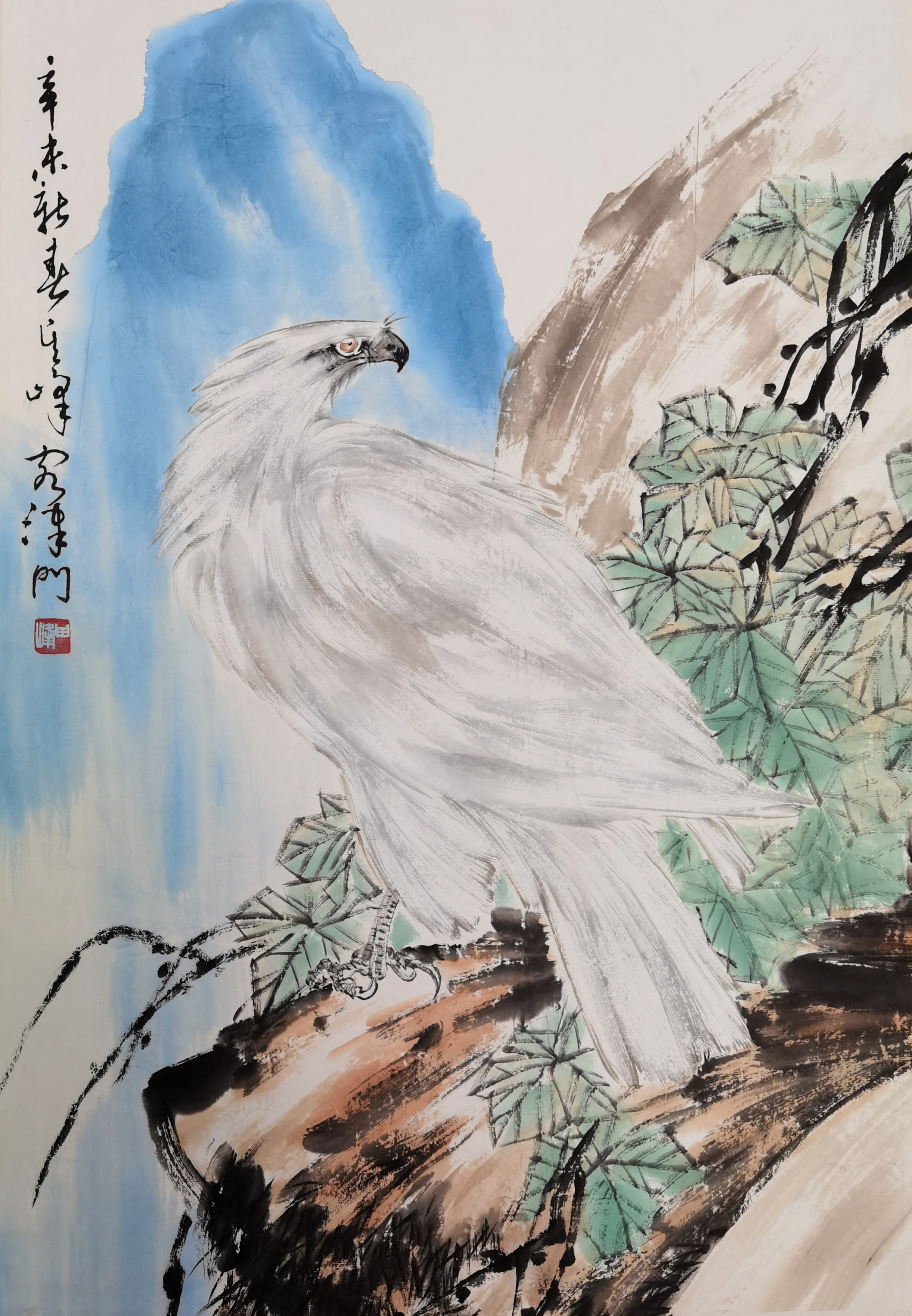 孙其峰     鹰石图