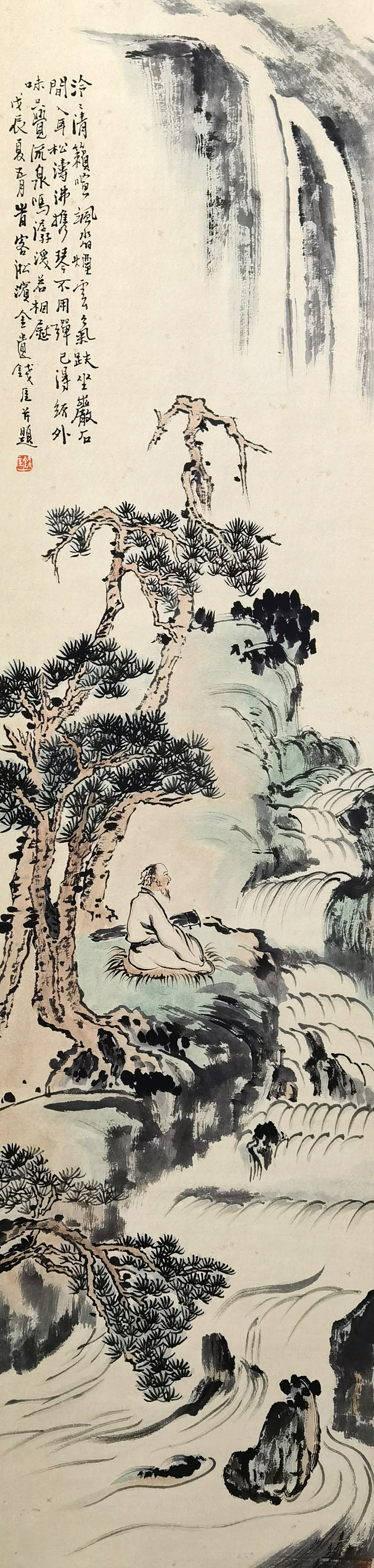 钱瘦铁     抚琴图