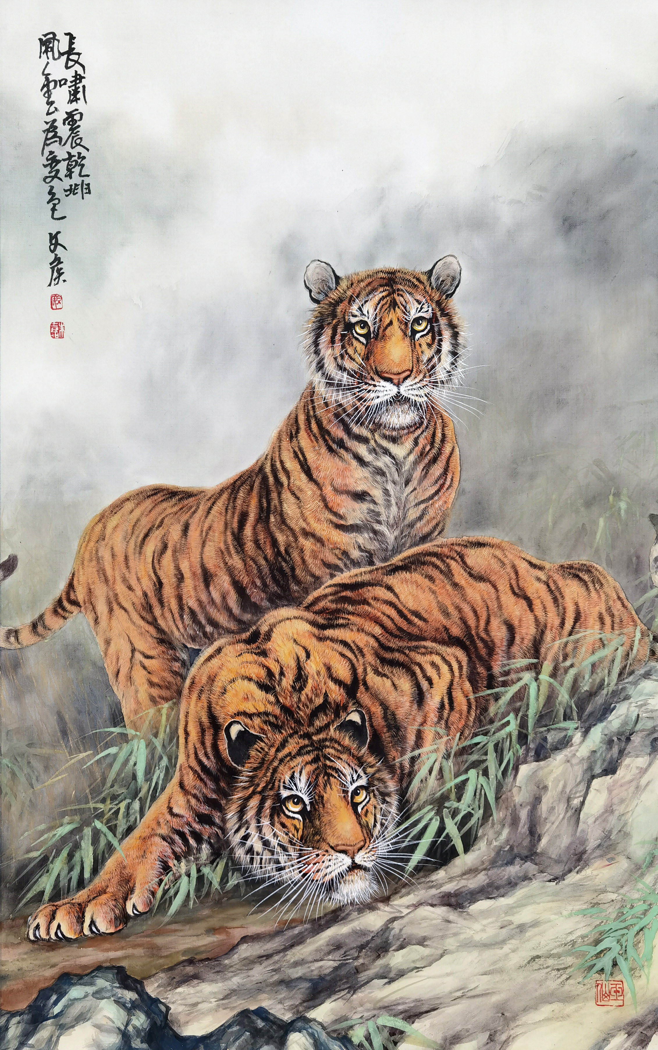 朱文候     双虎图