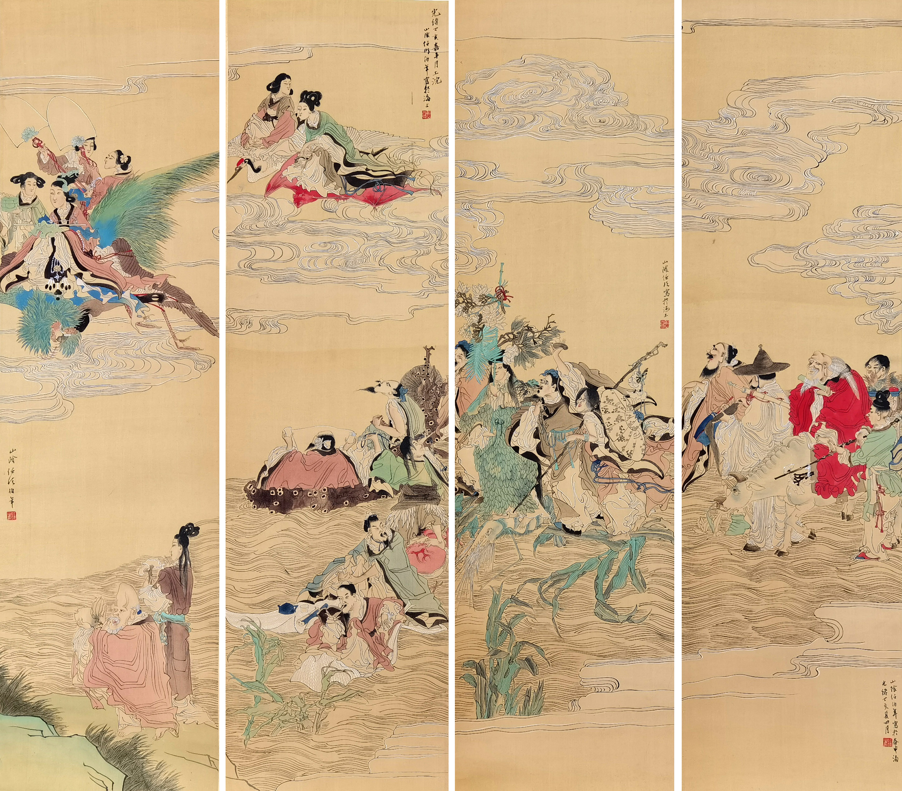 任伯年     人物四屏