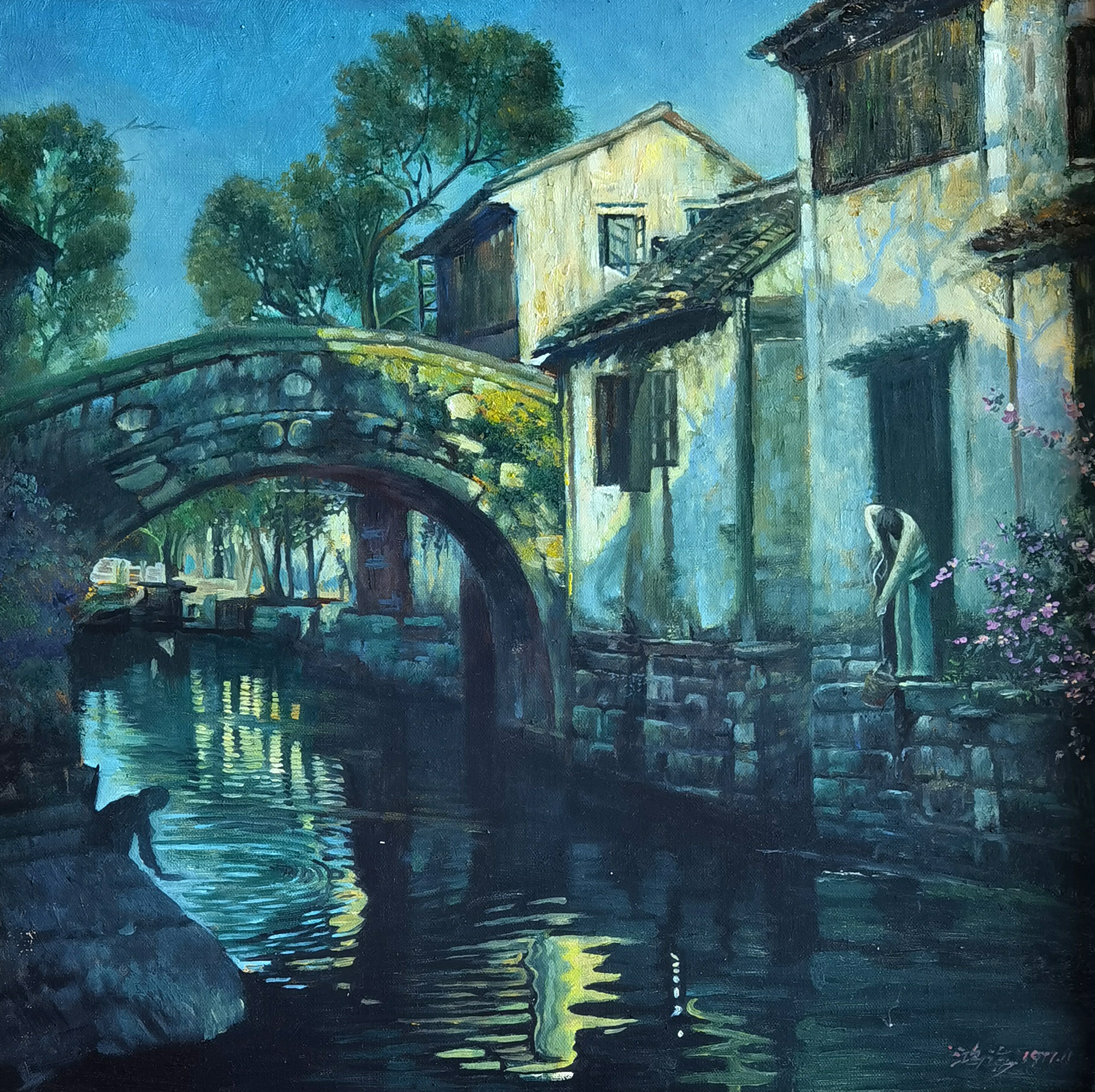 潘鸿海     水乡油画