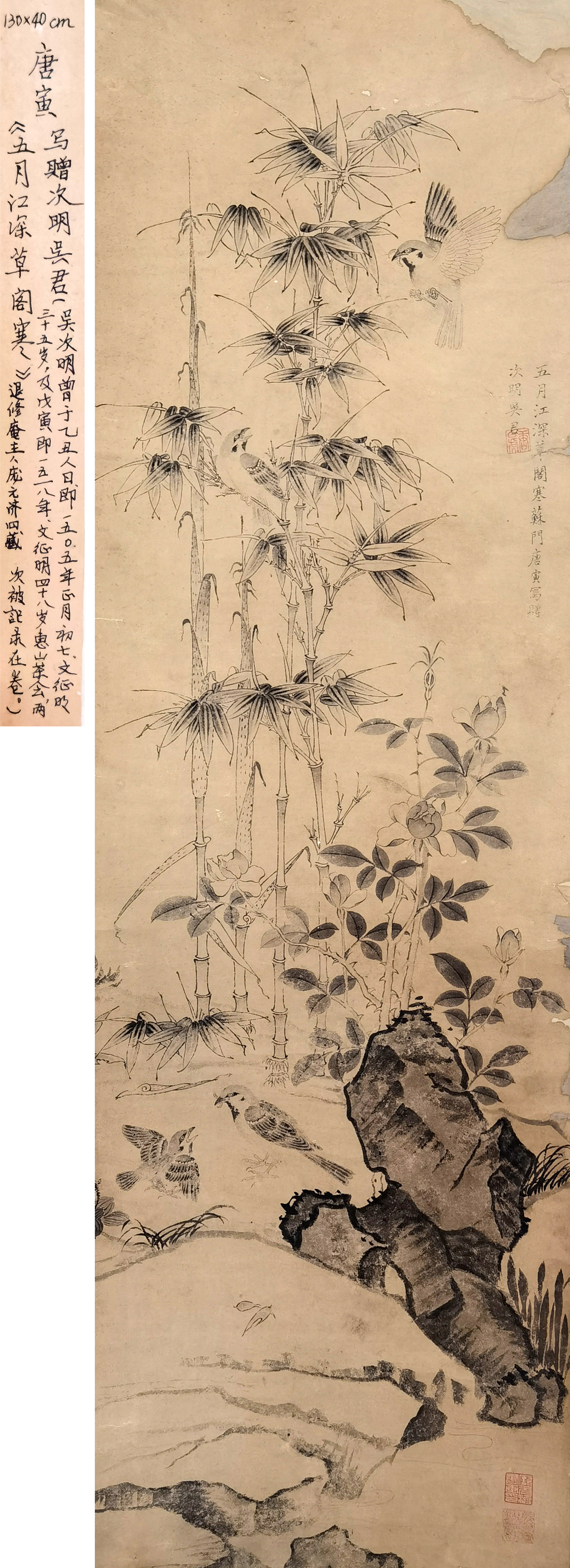 唐寅     花鸟   注 ： 大藏家庞来臣旧藏