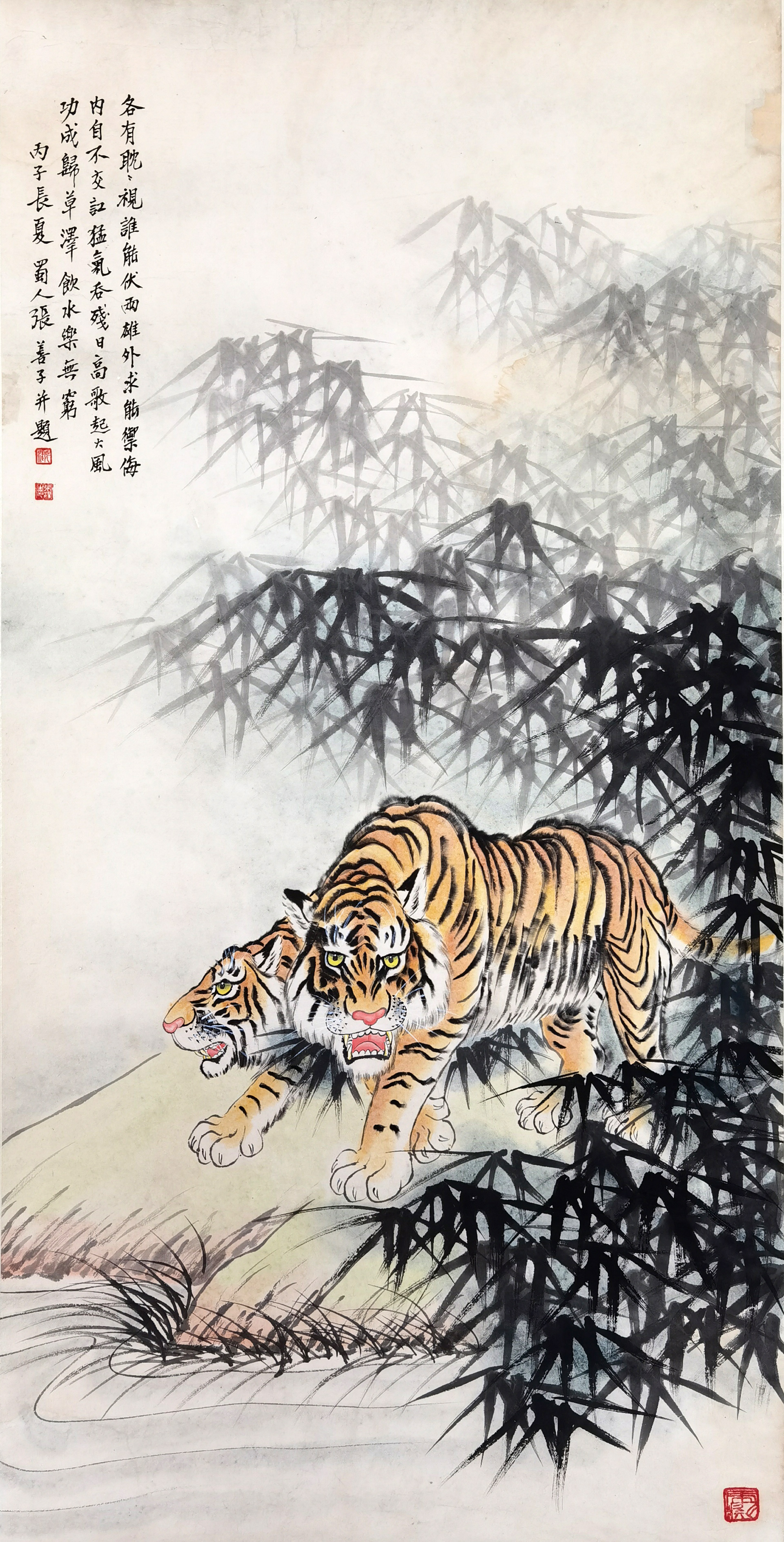 张善子     双虎图