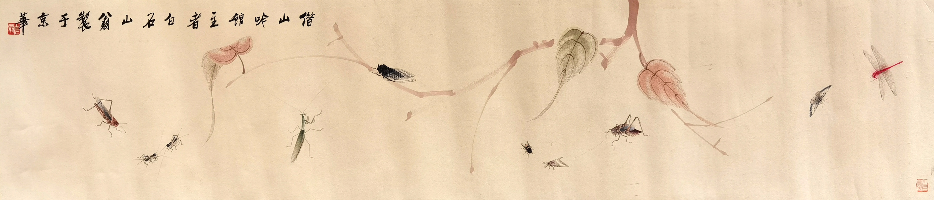 齐白石     贝叶草虫