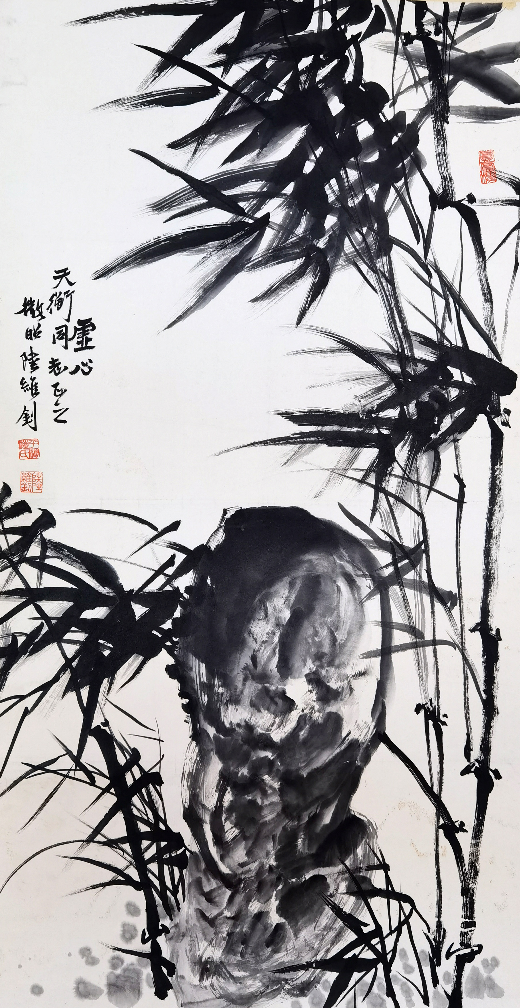 陆维钊     竹石图