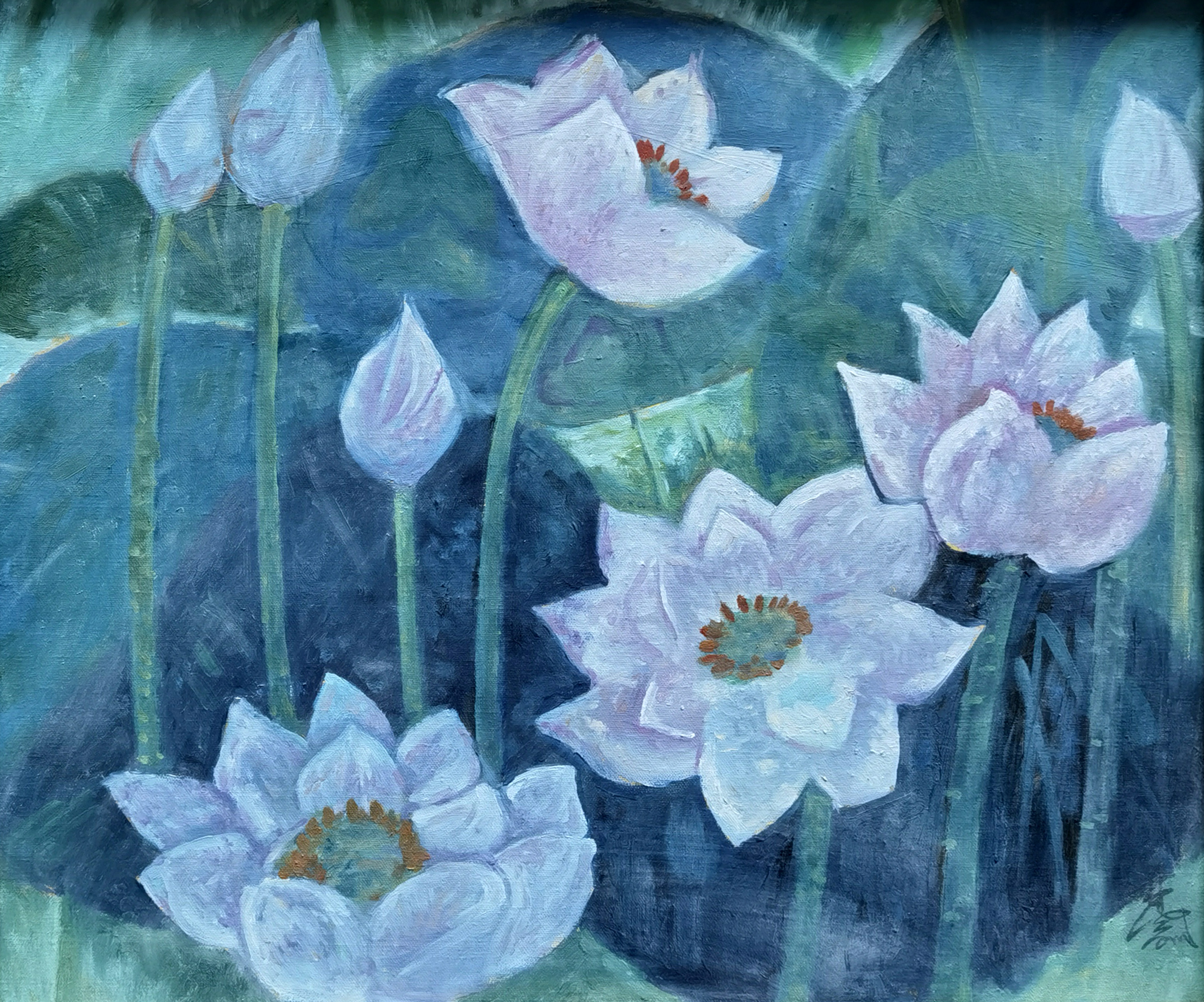 林风眠     荷 油画