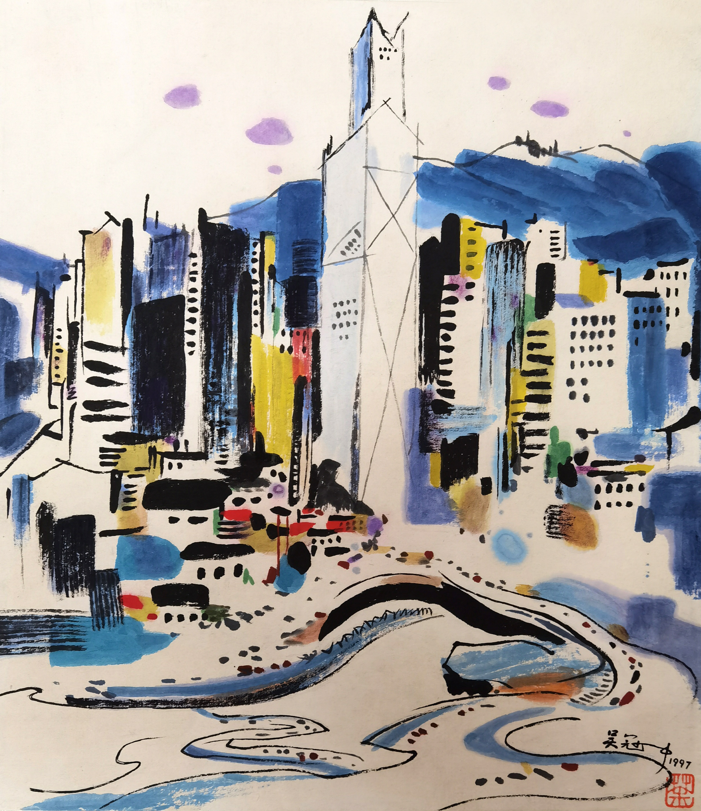 吴冠中     香港早晨